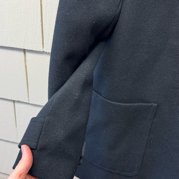 Zara Black Coat with fur Hoodie Size M Thigh Length Zip Up Button Closure - Picture 6 of 8